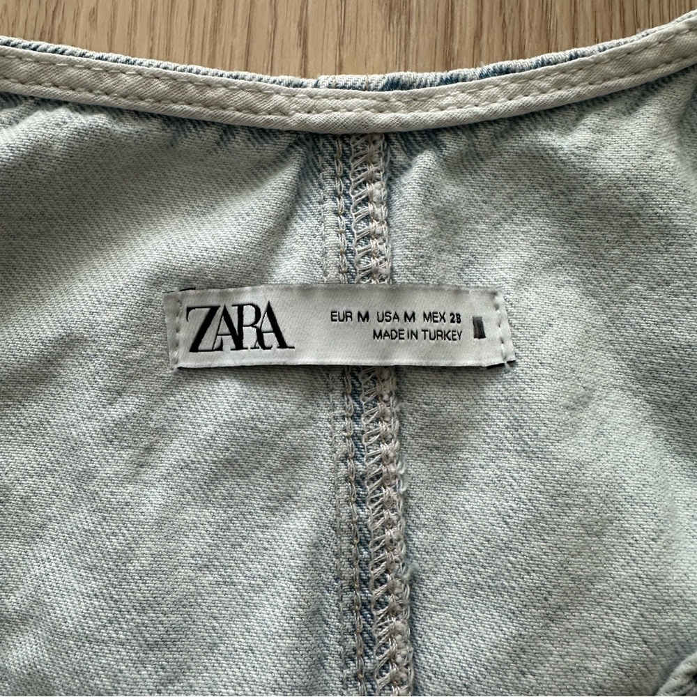 GUC ZARA Jean Denim Vneck Crop Top - Picture 4 of 5